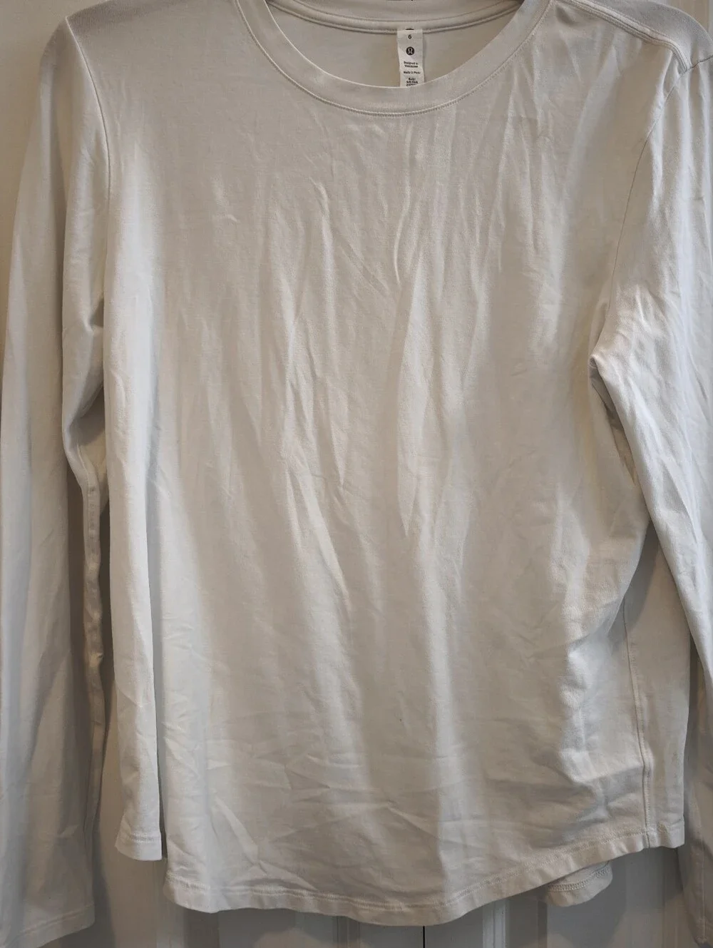 Lululemon Classic Long-Sleeve Shirt White Crewneck Size 6